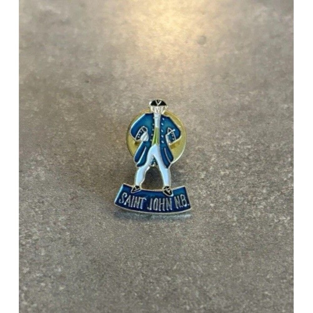 Vtg Lapel Pin Canada Saint John NB New Brunswick Revolutionary-Era Man Enamel